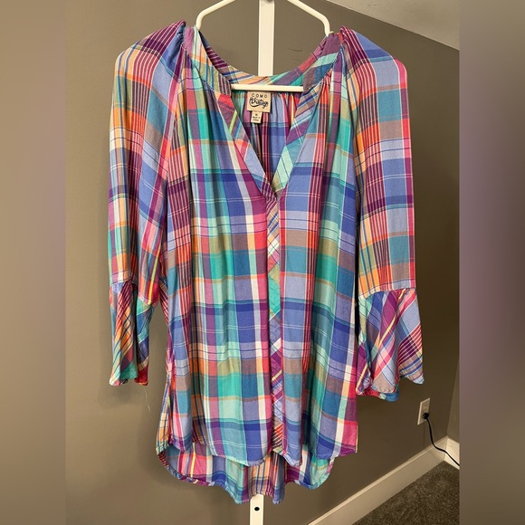 Como Vintage Tops - Como Vintage Colorful Plaid Blouse Size XL